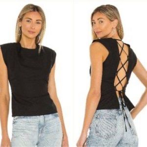 Frame, Lace Back Top, Color: Black, Size: XS